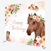 Aperturee - Aperturee Floral Horse Boots Birthday Square Tension Backdrop